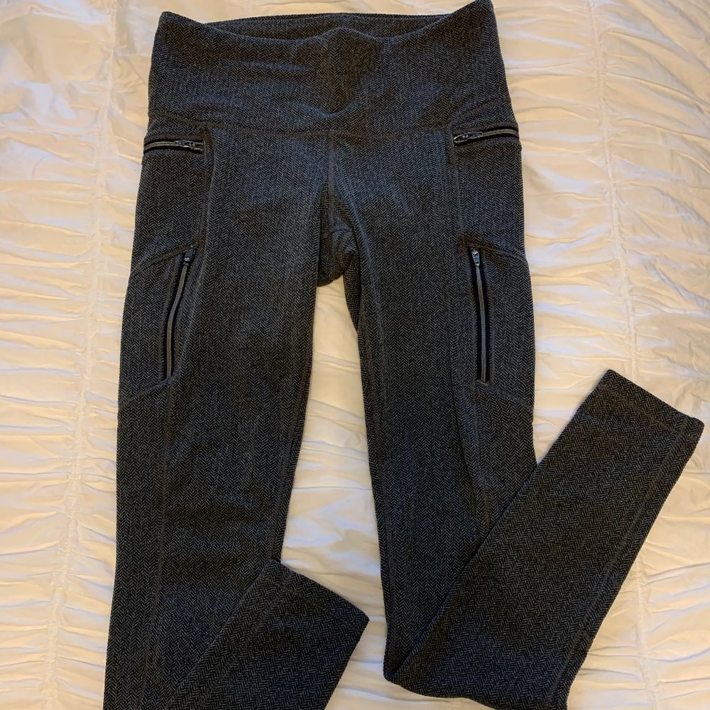 Tweed Gray Zip Athleta Leggings